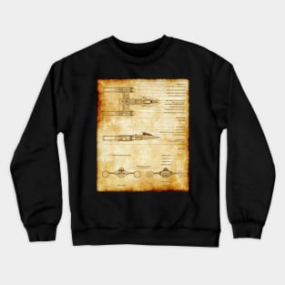 Rebel Fighter-Bomber Parchment Blueprint Crewneck Sweatshirt